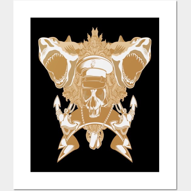 Captain Skull Illustration Wall Art by Foxxy Merch